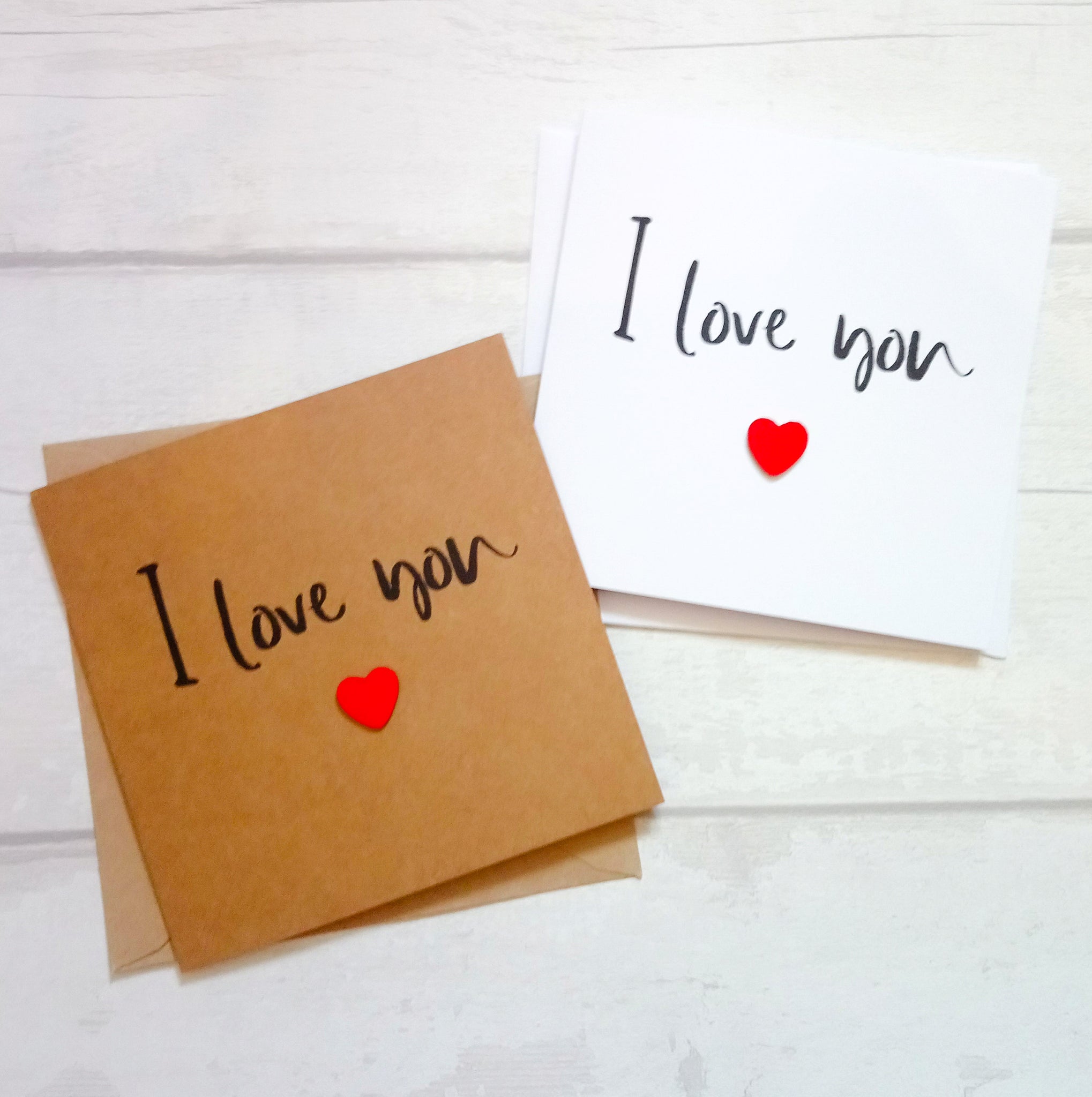 Handmade cute and simple "I love you" card - Valentine's, wedding, anniversary, just because
