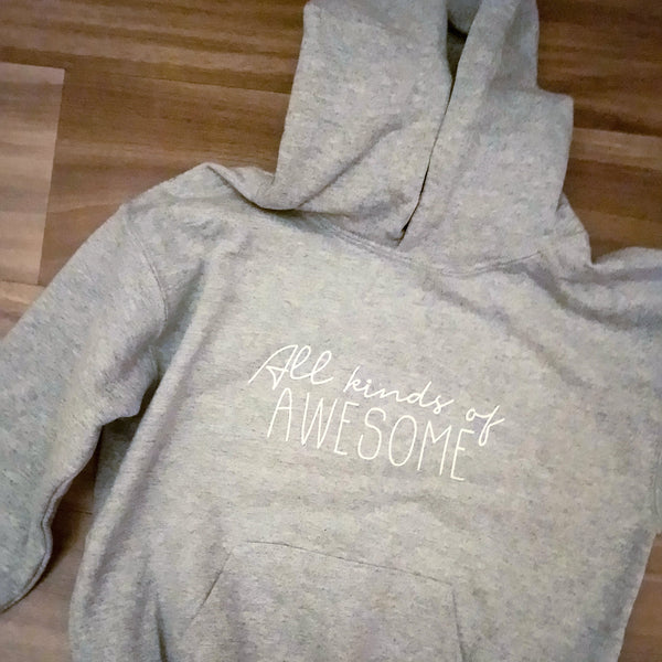 Super cute "All kinds of awesome" unisex kids childrens hoodie