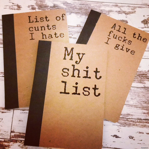 "List of Cunts I hate" small pocket notebook