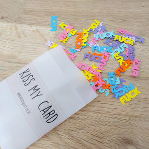 "Fuck" swear word confetti - 50 pieces - rainbow colours
