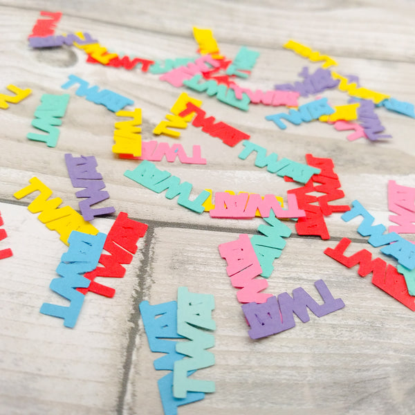 "Twat" swear word confetti - 50 pieces - rainbow colours