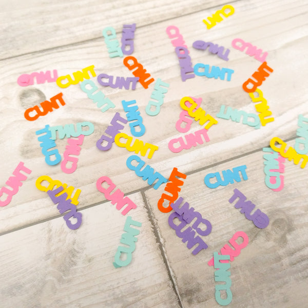 "Cunt" swear word confetti - 50 pieces - rainbow colours