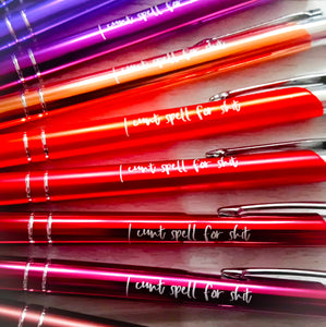 Cheeky funny rude "I cunt spell for shit" metal ballpoint pen