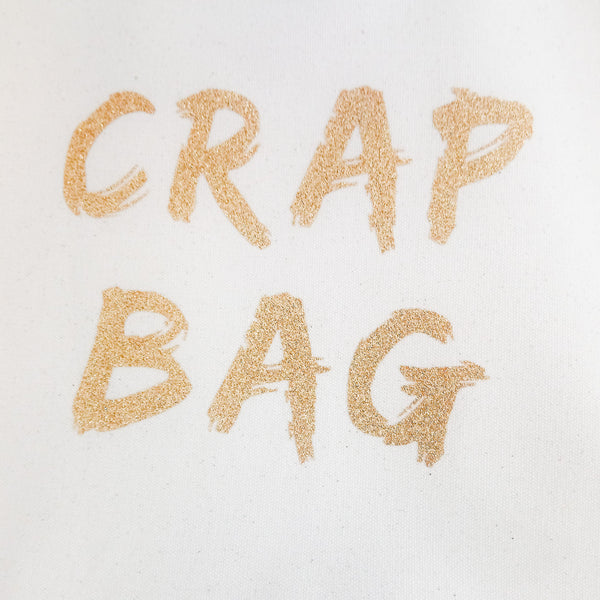 "Crap Bag" Strong canvas reusable tote bag with leather straps