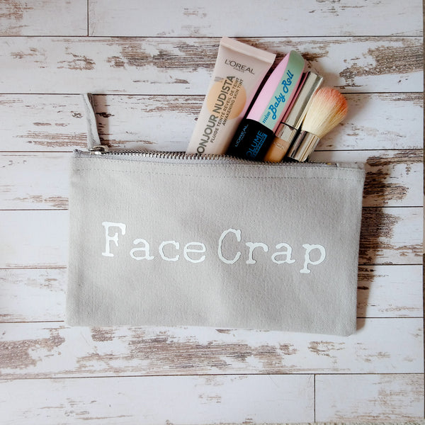 Personalised "Face Crap" canvas make up bag