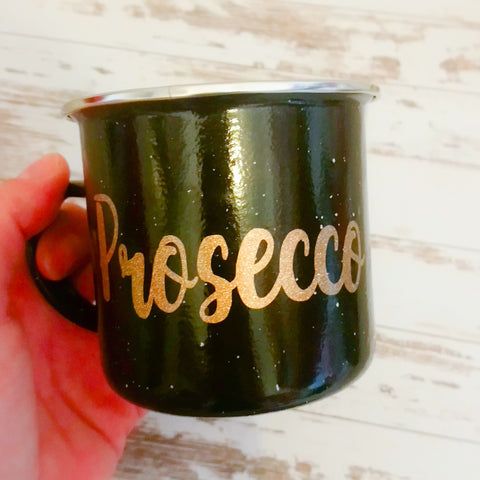 Enamel "Prosecco" camping mug