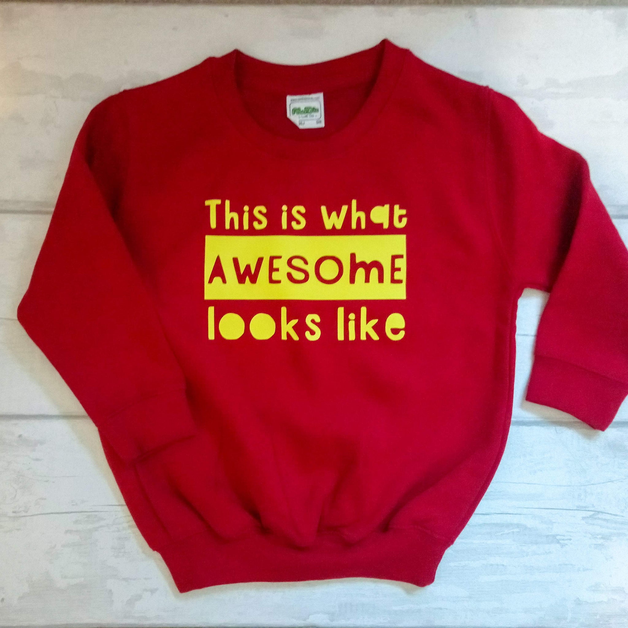 Mega cute "This is what awesome looks like" unisex kids children's sweatshirt