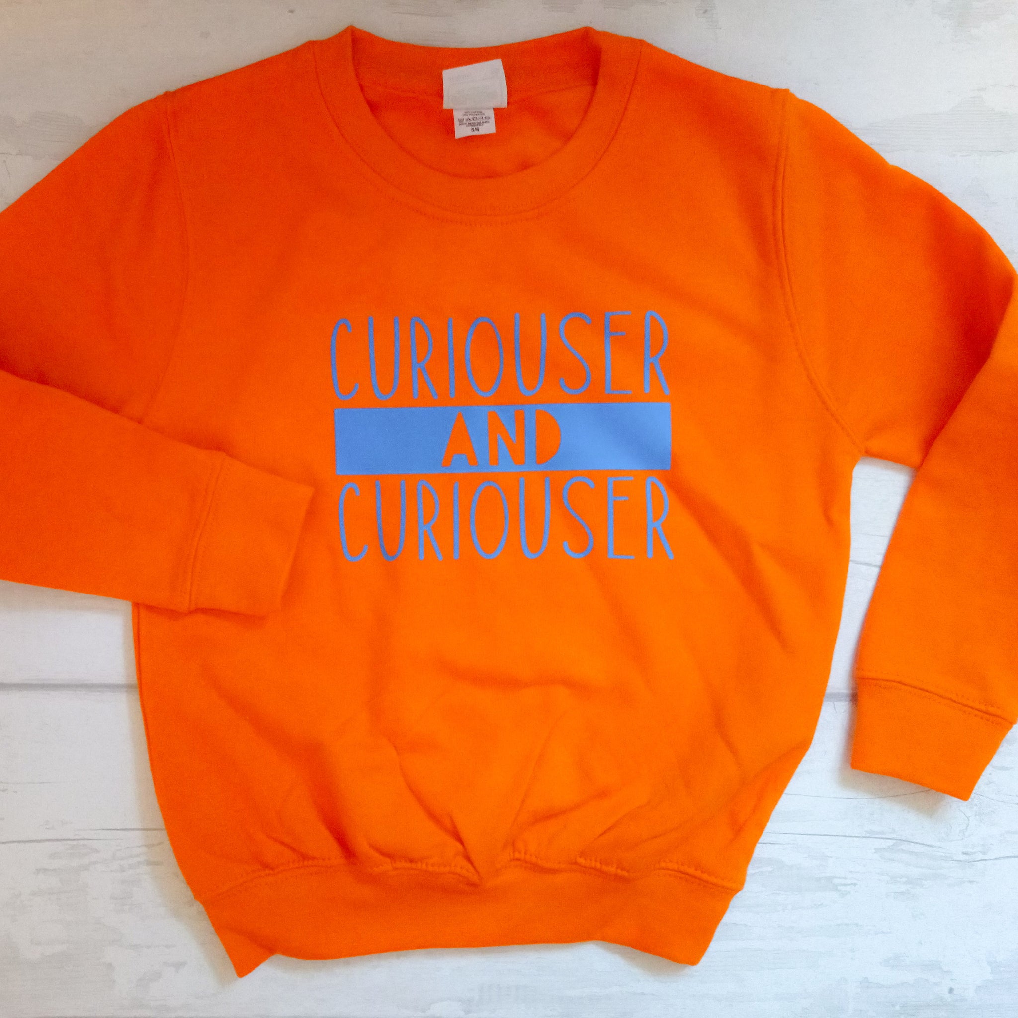 Mega cute "curiouser and curiouser" unisex kids childrens sweatshirt