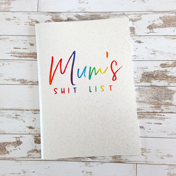 "Mum's shit list" A5 glitter notebook