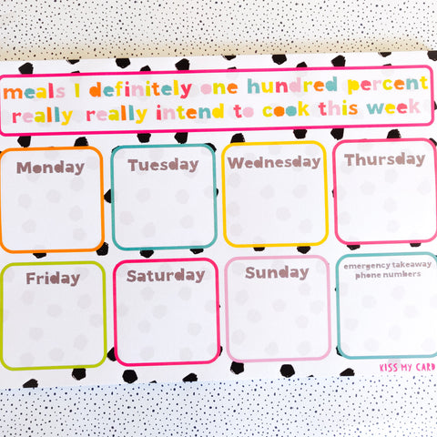 A4 Tear Off Honest Meal Planner Notepad