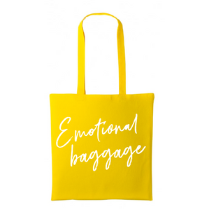 Cute "Emotional baggage" bright canvas reusable tote bag