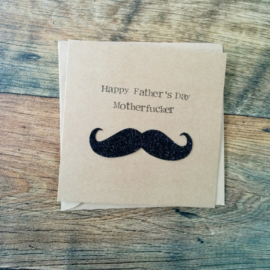 Handmade funny rude Father's Day card with moustache
