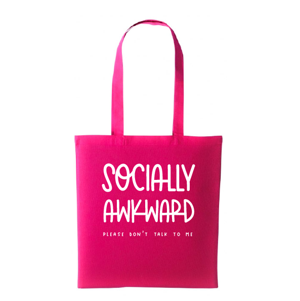 "Socially awkward" bright canvas reusable tote bag