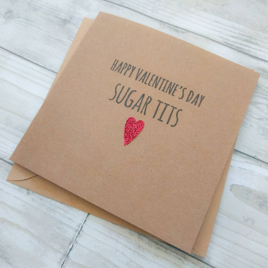 Funny cheeky rude "sugar tits" card - Valentine's, wedding, anniversary