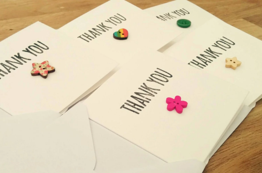 Pack of 5 cute handmade Thank You cards